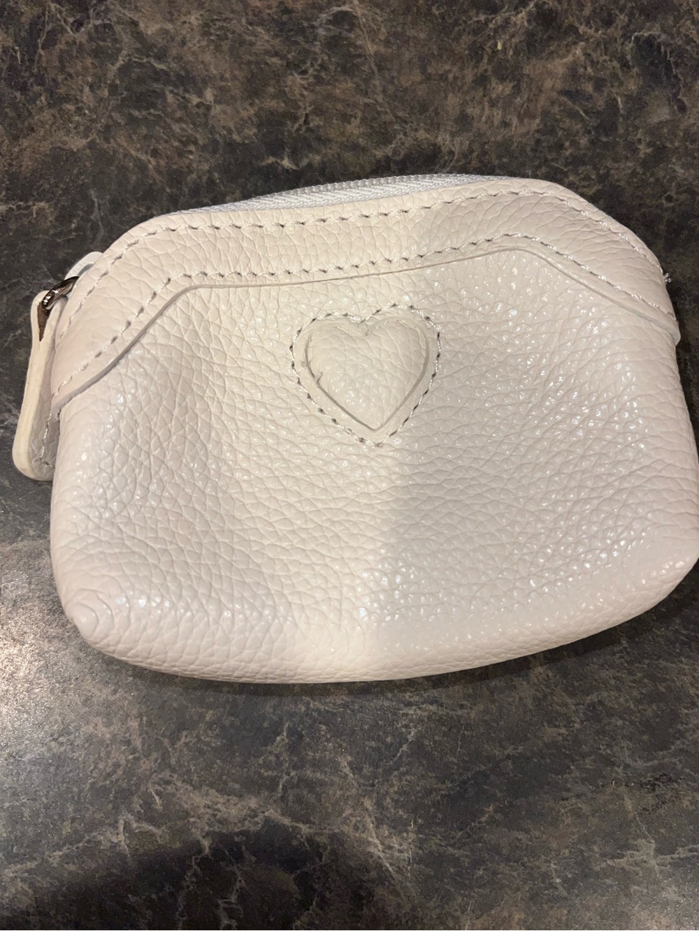 Brighton White Pebbled Leather Heart Coin Purse